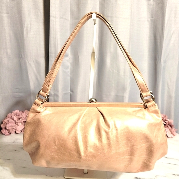 HOBO Int'l Metallic Rose Gold/Rosé Champagne Leather Satchel Shoulder Bag - Picture 7 of 9